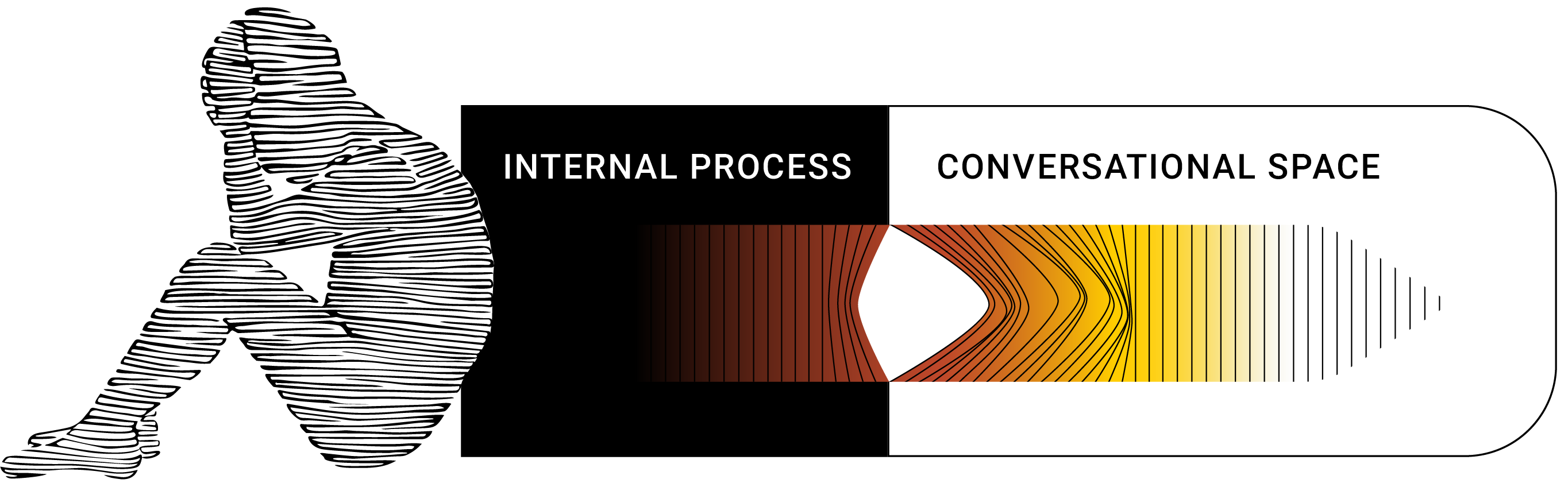 a moment of stuttering unfolding with figure crouching on the left
